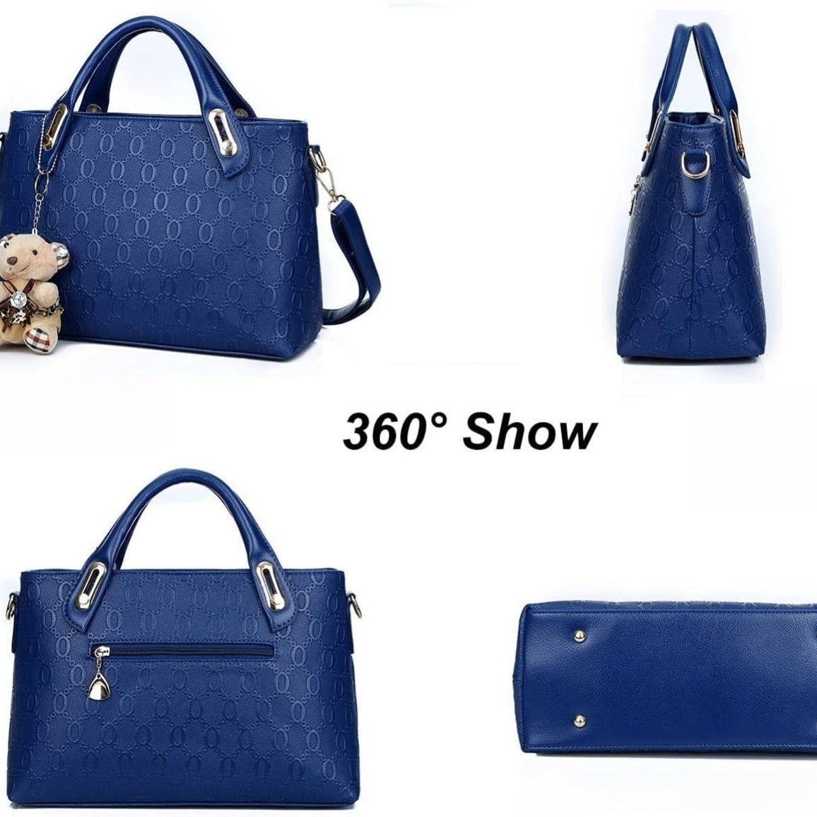 Women 4Pcs Top Handle Satchel Hobo PU Leather Handbag Set Large Tote   Purse   Shoulder Bag   Card Holder