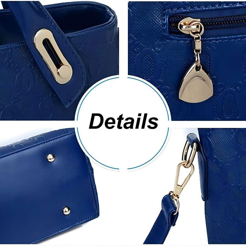 Women 4Pcs Top Handle Satchel Hobo PU Leather Handbag Set Large Tote   Purse   Shoulder Bag   Card Holder